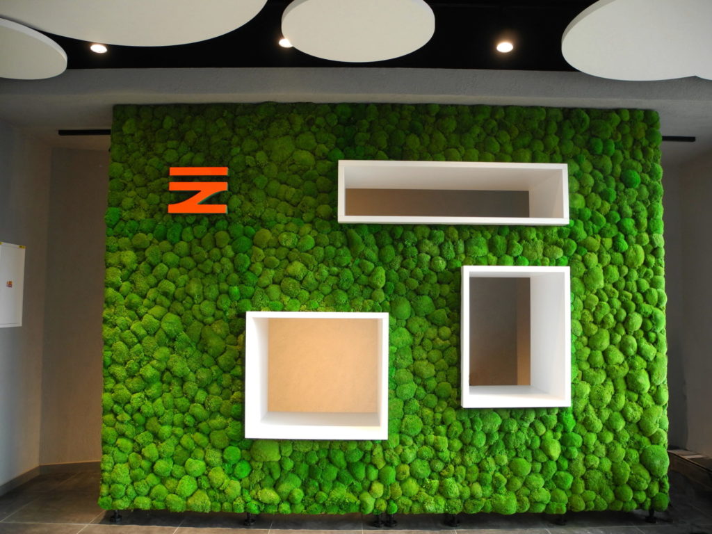 Elegantní velký mechový obraz koncipovaný jako mechová stěna